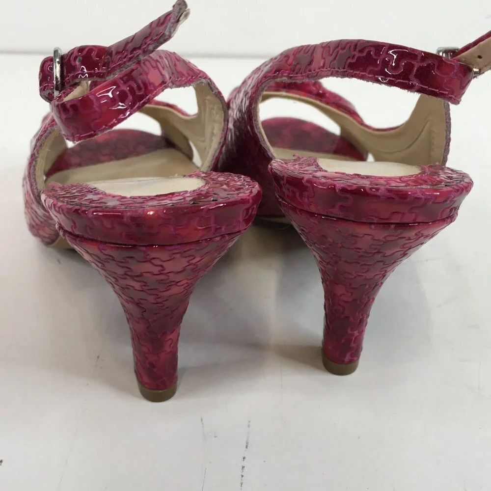 Ros Hommerson Pink Patent Leather Lindsay Slingback PeepToe Pumps Size 7.5W